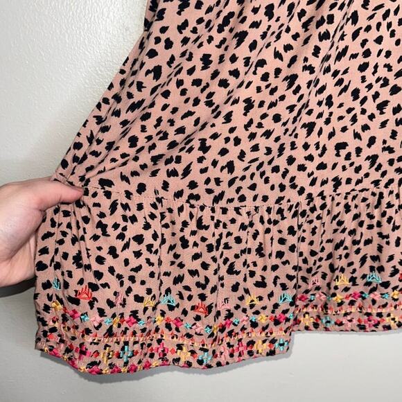 Savanna Jane Rumor Has It Babydoll Animal Print Embroidered Mini Dress Medium - Picture 4 of 6